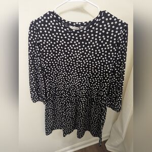 Women's Black and White Polkadot Dress Size L